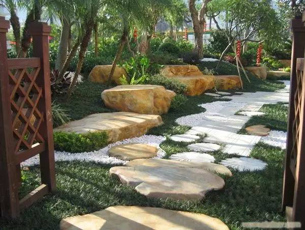 农村草坪花园设计实景图,花园草坪布局