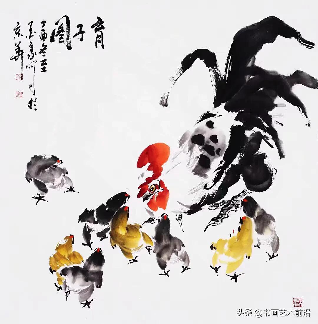 小鸡写意画作品欣赏,墨豪画鸡创意作品