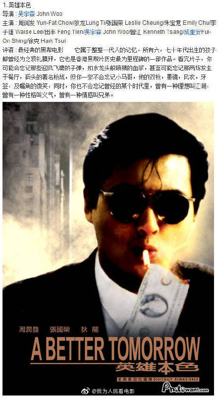 香港电影英雄本色排名,经典港片电影推荐英雄本色