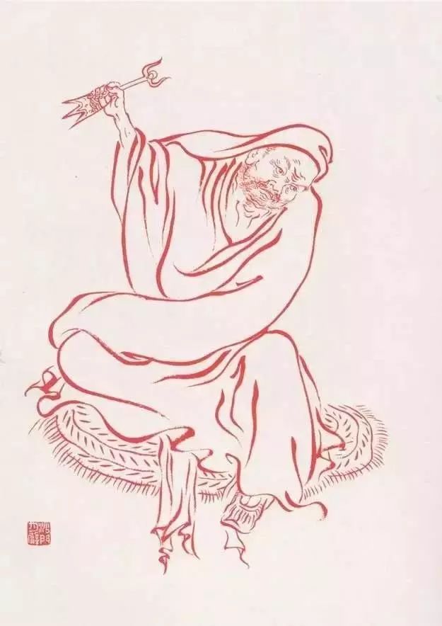 弘一法师的蓝底描金十八罗汉作品,弘一大师100万罗汉图写意