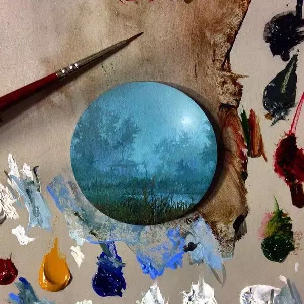 去艺术馆旅游回来画一幅画,油画风景随身带