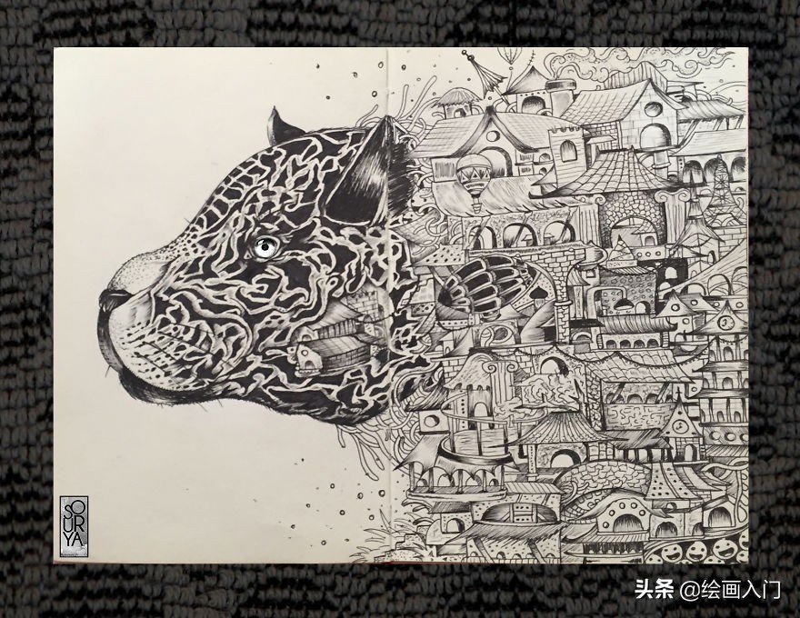 黑白创意手绘插画花素材,黑白创意艺术插画图片