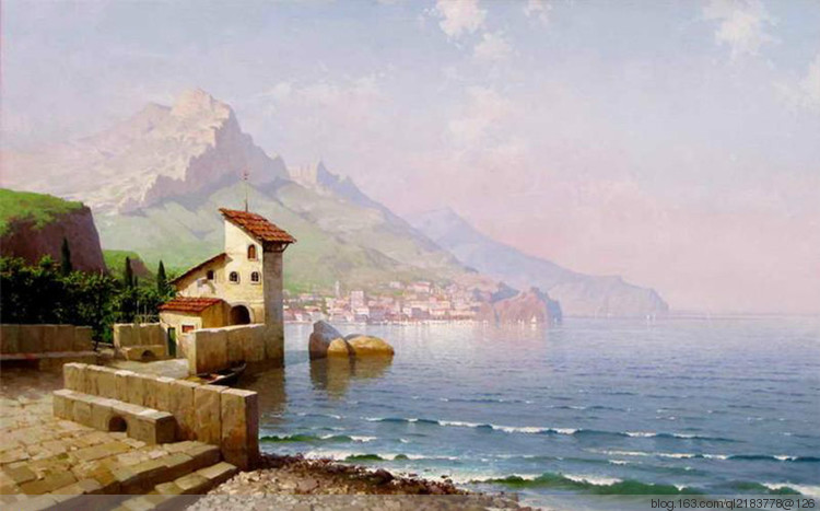 俄罗斯画家画油画海景风景,尤恩乌格罗油画风景作品