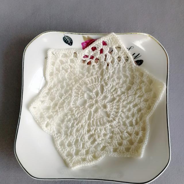 棉线钩16cm直径的杯垫,钩针钩织杯垫视频