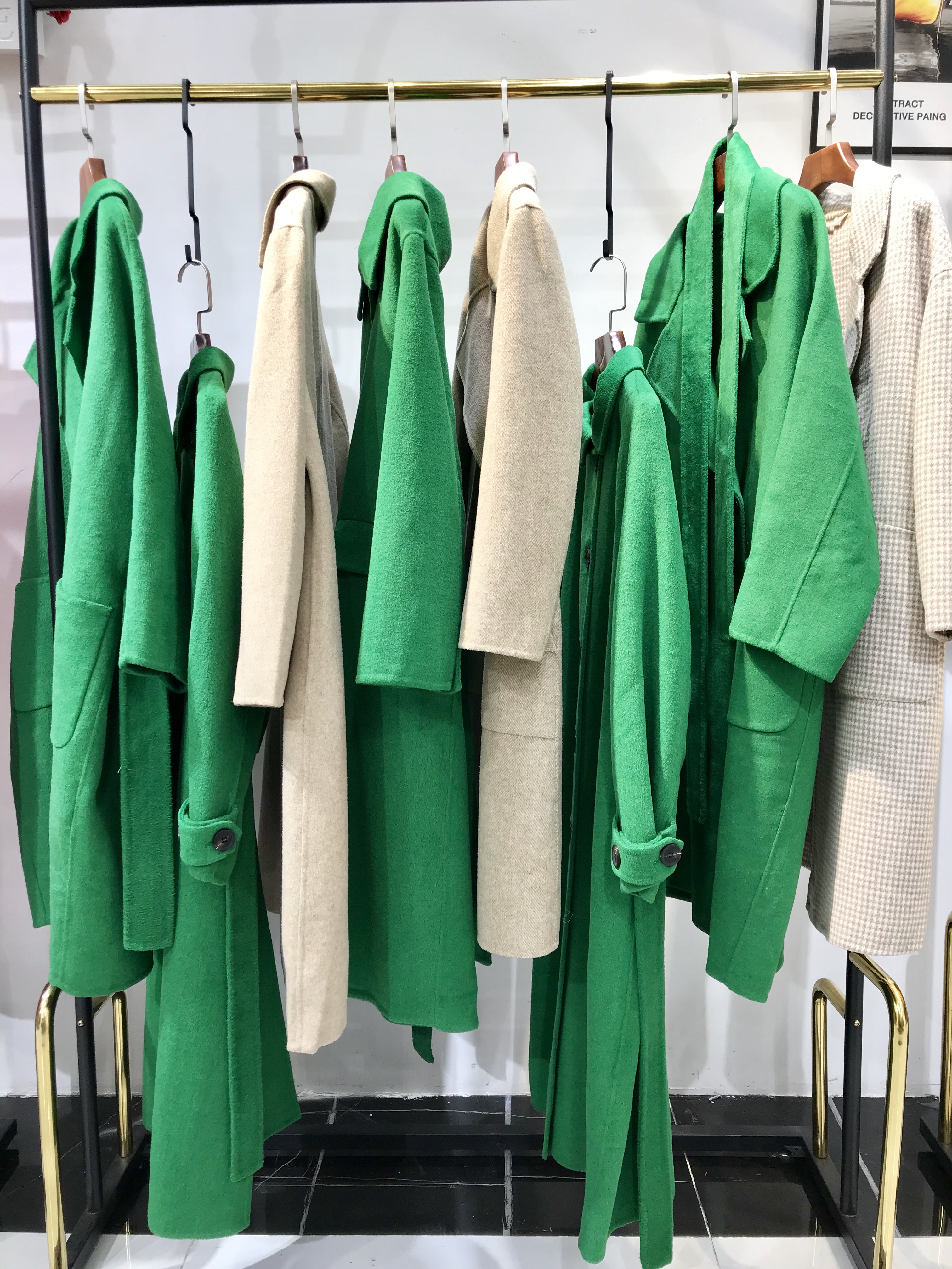 新款双面羊绒大衣品牌尾货灰色,羊绒大衣品牌女装尾货批发