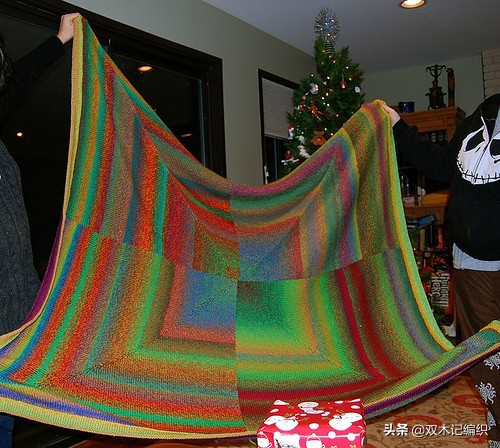 棒针编织漂亮的方块毯子,编织毯子棒针花样左右交叉