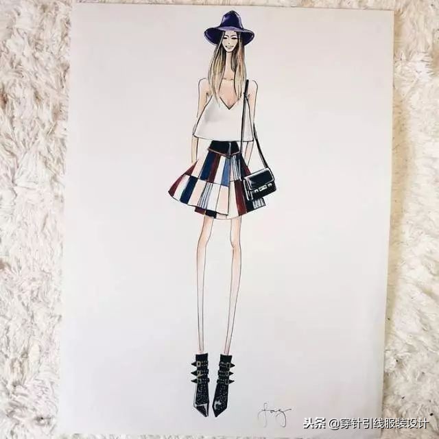超好看的衣服手绘,服装琴瑟主题手绘效果图