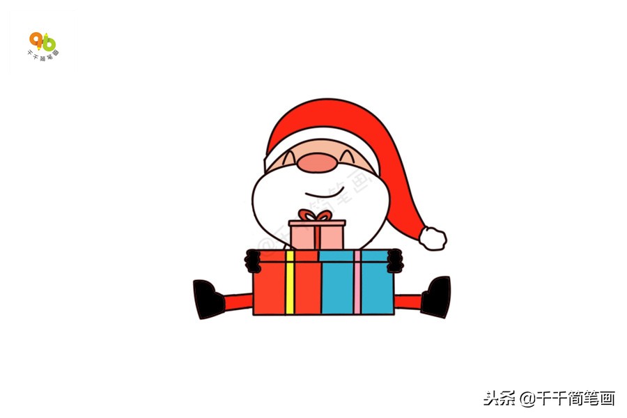 圣诞节驯鹿和圣诞老人的简笔画,儿童简单的圣诞老人简笔画