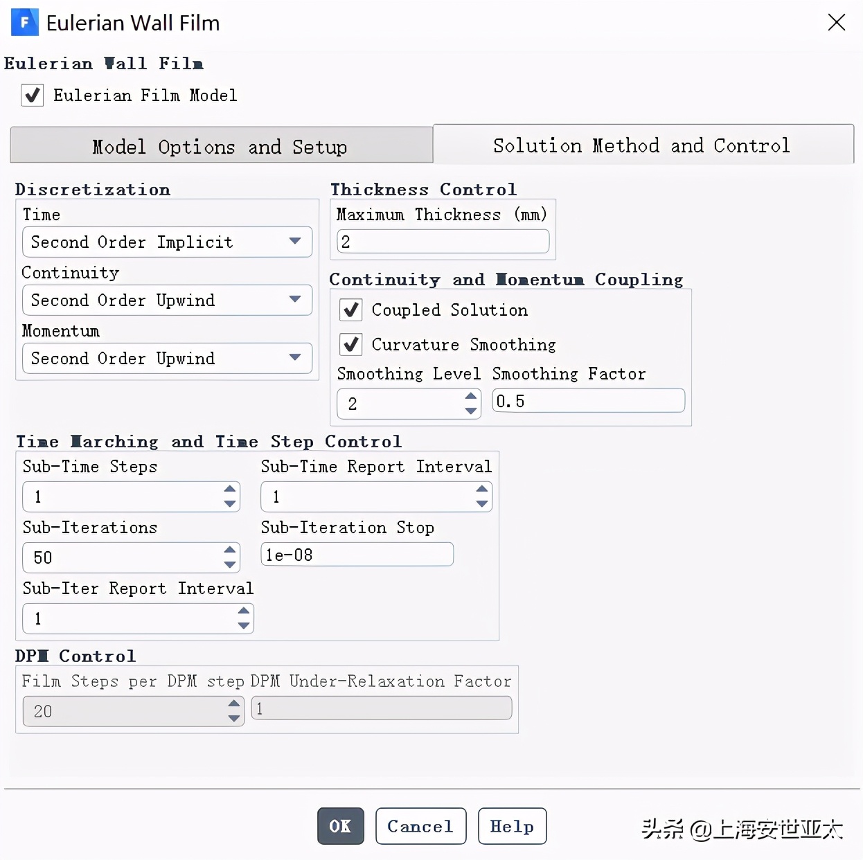 基于部分浸润效应的欧拉壁膜流动形态演变模拟仿真