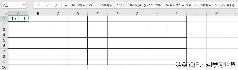 excel一键制作九九乘法口诀表,excel乘法口诀表公式怎么做