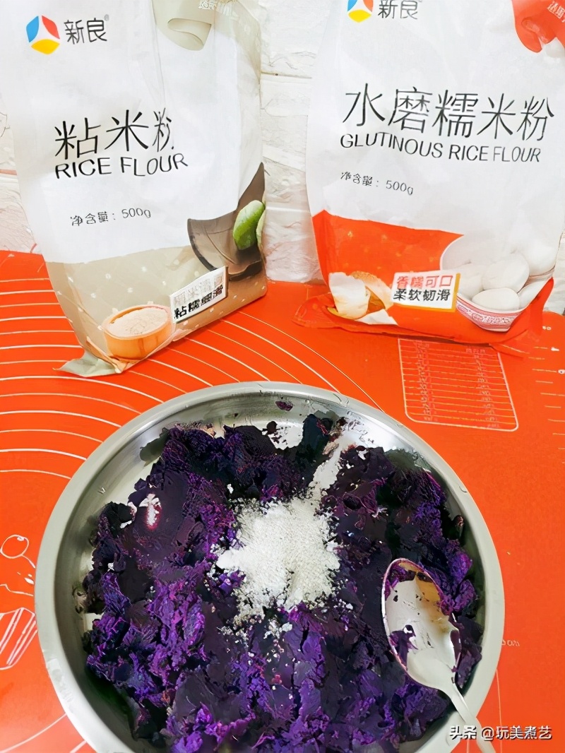 汤圆的神仙吃法软软糯糯几分钟,紫薯米糊山药汤圆辅食