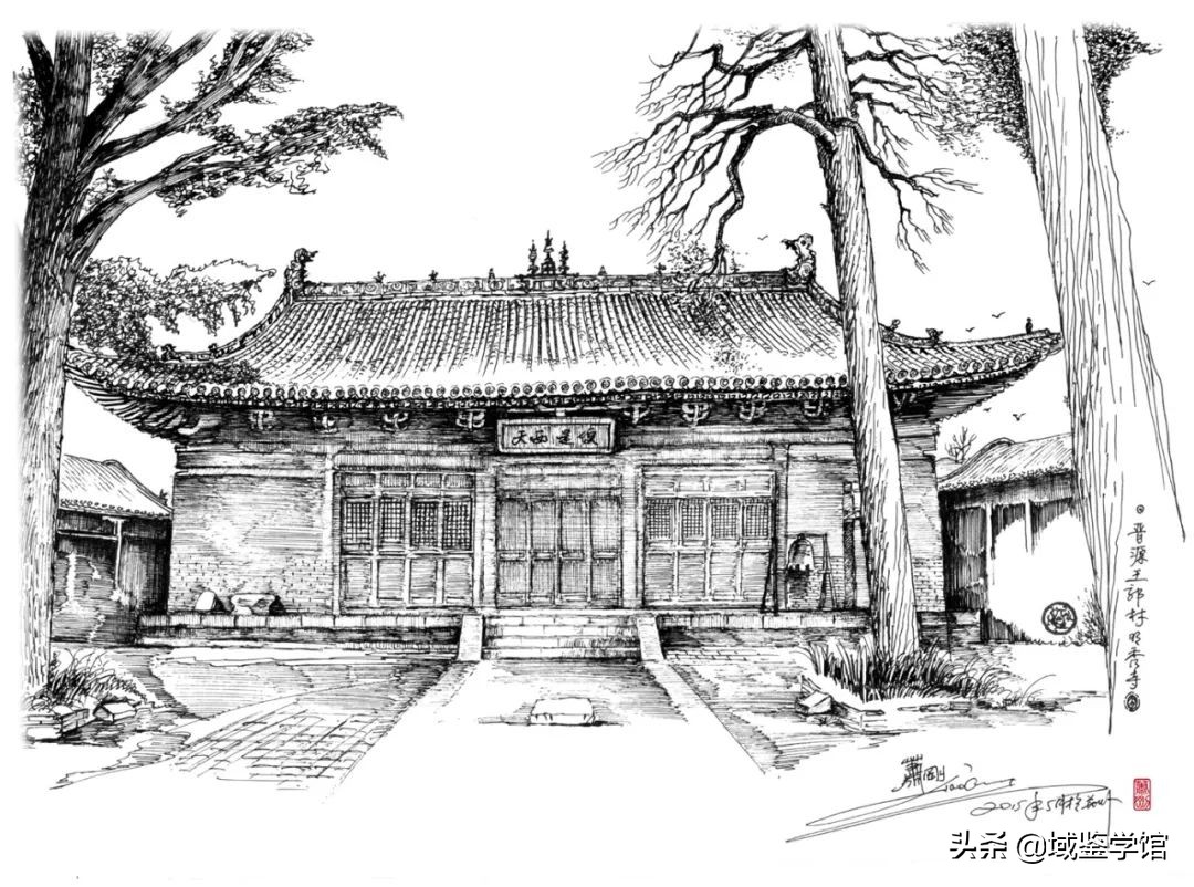 另类钢笔手绘,钢笔速写古建风景