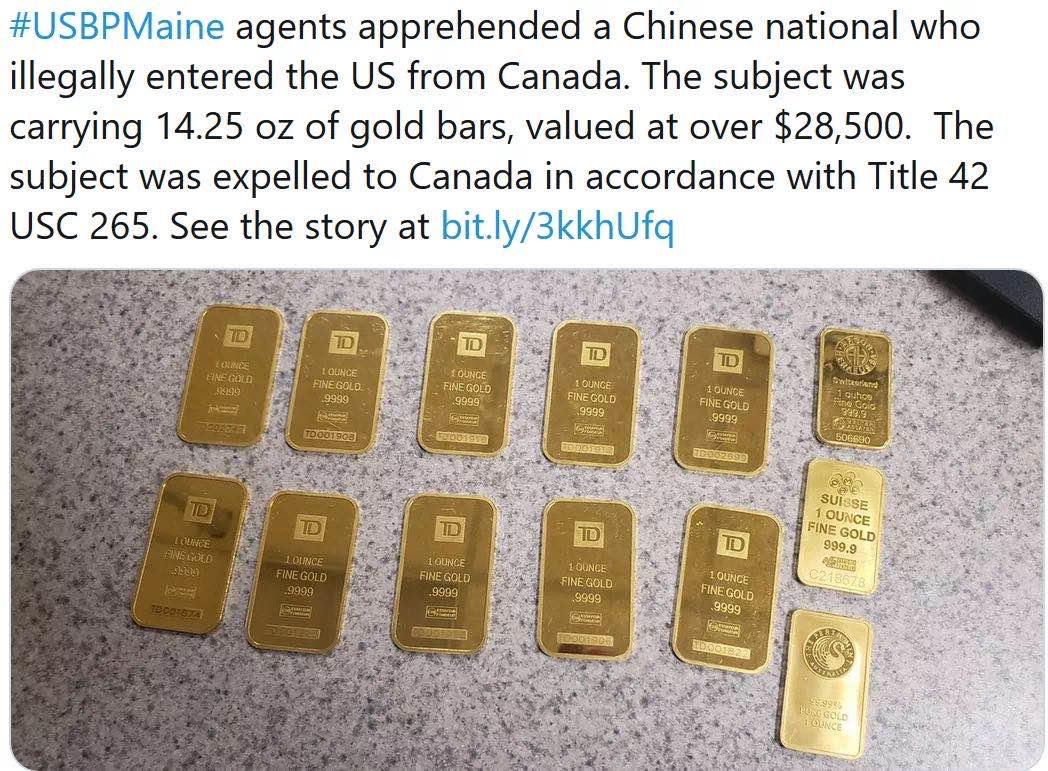 真的有钱！留学生带13根金条、穿防弹衣去美国，当场遣返...