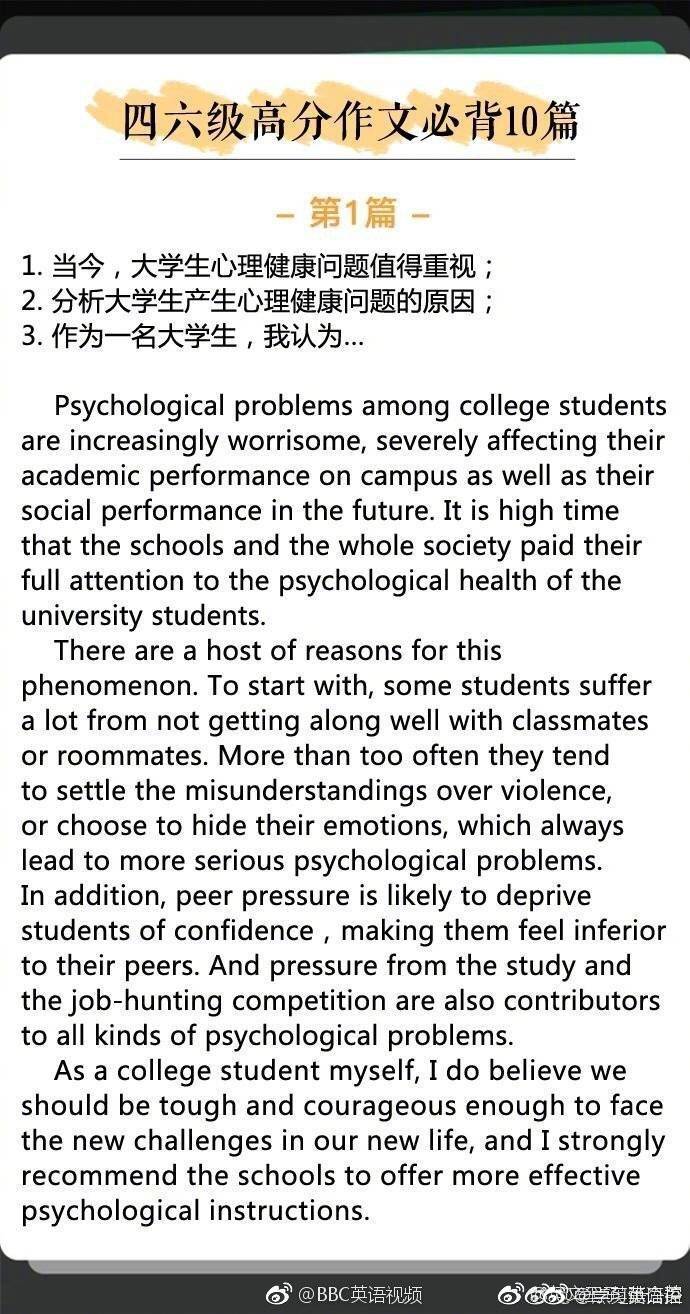 四六级英语优秀作文及翻译,英语四六级作文必背范文