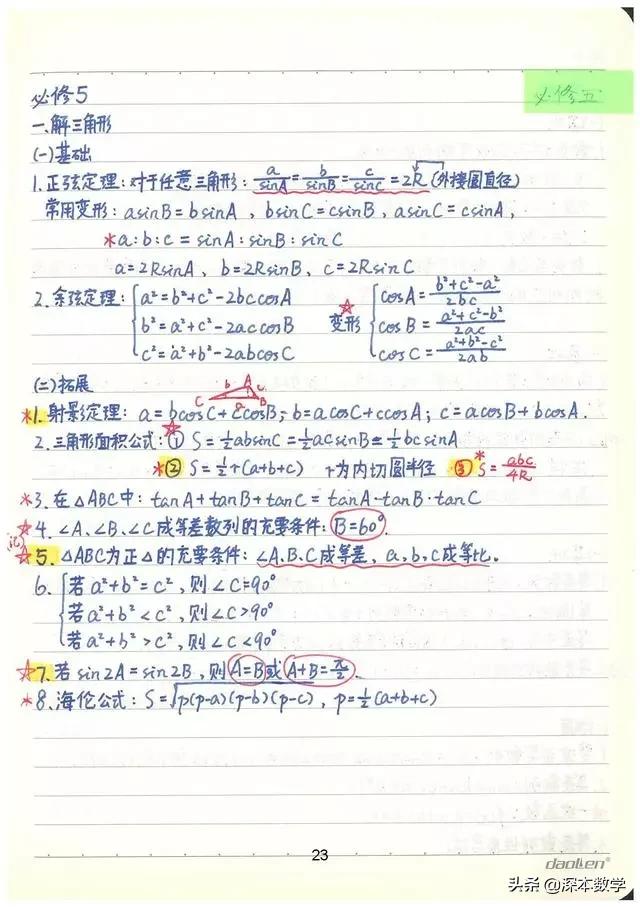 高考数学147分学霸手写笔记完整版,高考数学140+提分笔记