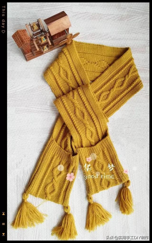 带帽围巾的简单编织方法,简单的连帽围巾一体编织视频