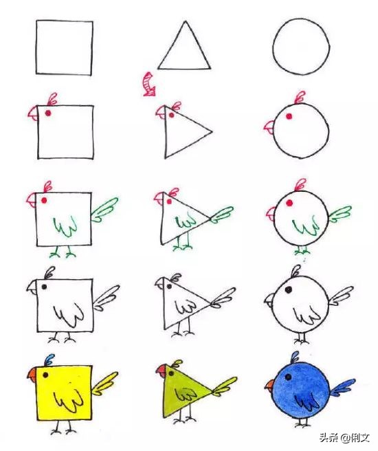 简笔画儿童3-6岁简单小动物涂色,简笔画小动物100种可爱表情包