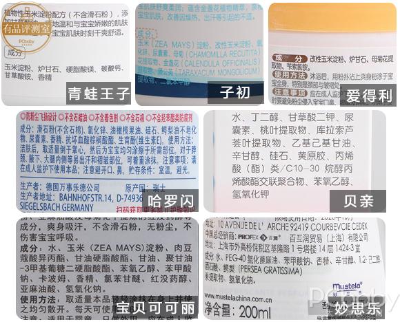 宝宝爽身粉成分分析图片大全,宝宝爽身粉测评分析图表