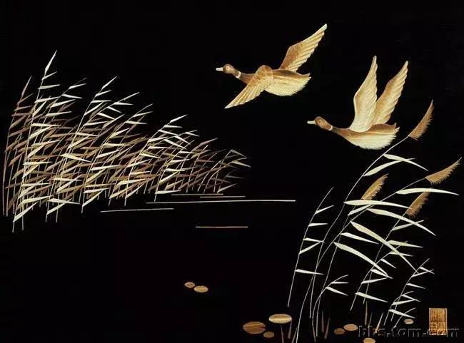 麦秆画芦苇画,最好看的麦秆画