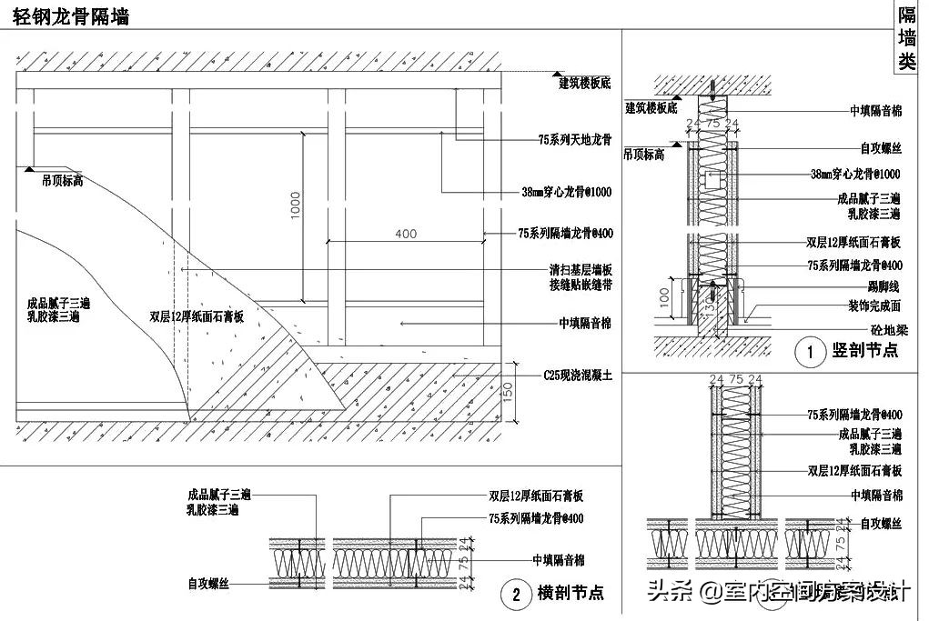 万科轻质隔墙工艺流程,有隔音棉轻质骨架隔墙工艺流程