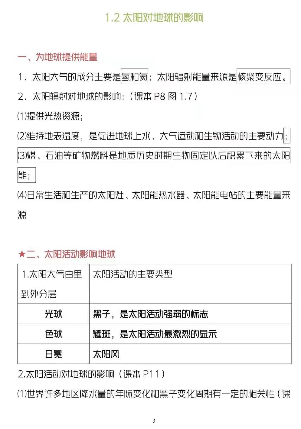 高一地理复习知识点归纳,高一地理必修一知识点总结完整版