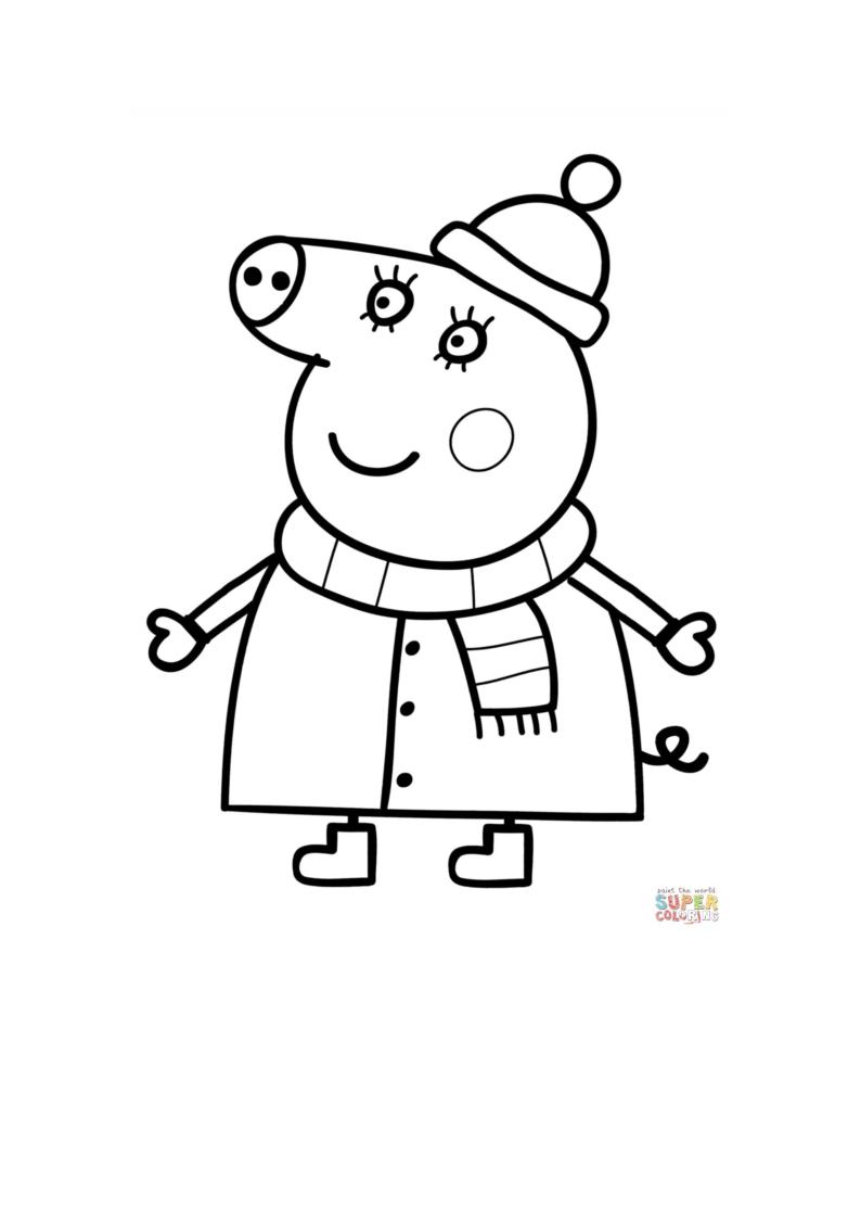 小猪佩奇填色画图片可打印,小猪佩奇填色小视频