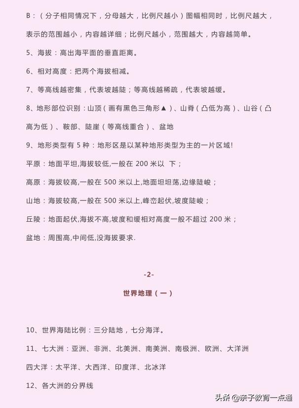 初中地理中考必背知识点及图,初中地理150个知识点免费