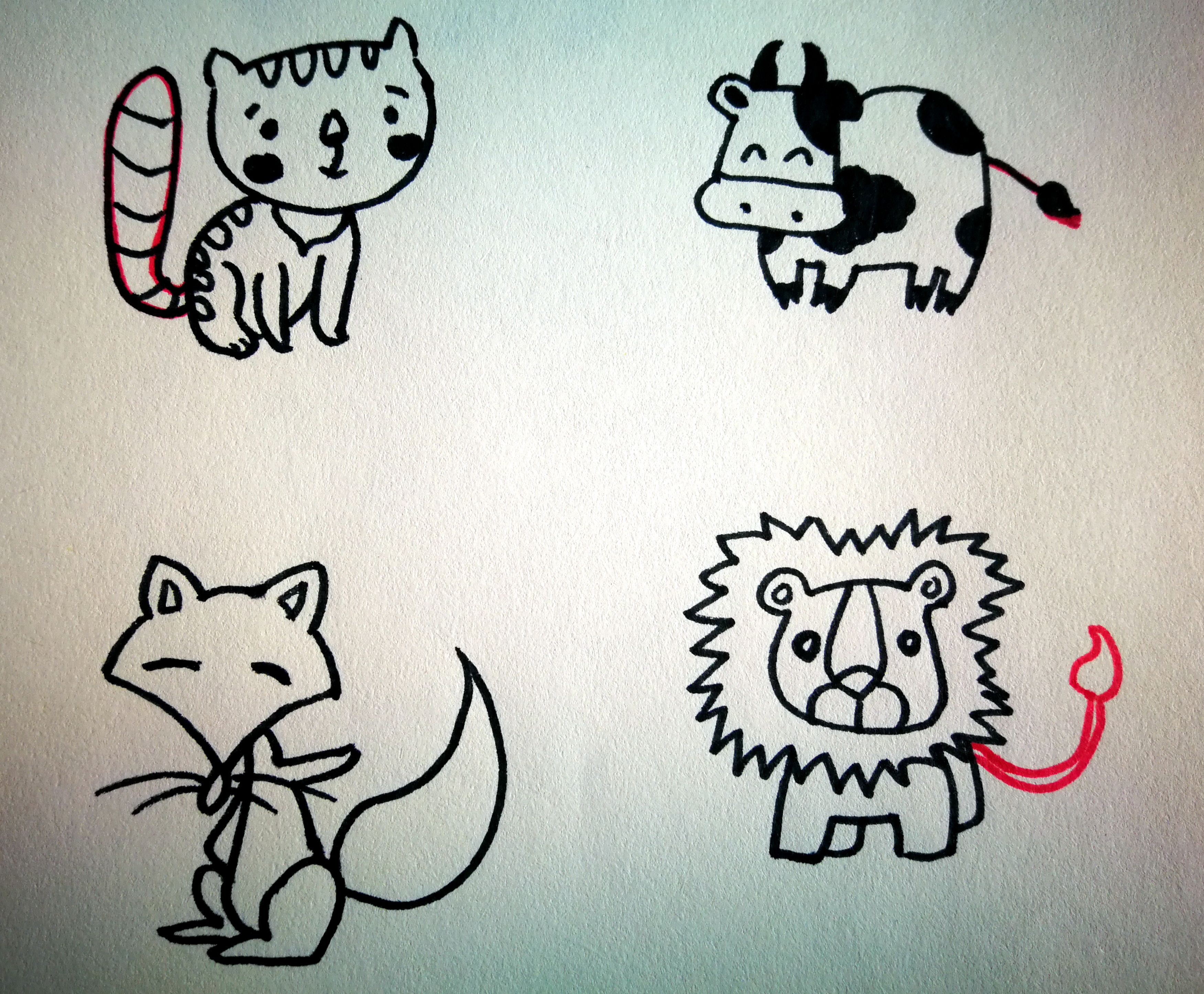 画一画你知道的小动物和本领,说一说画一画小绵羊的尾巴像什么