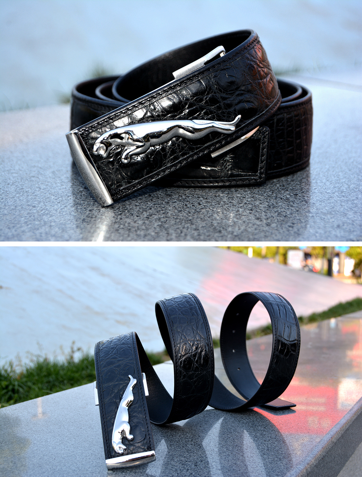 lv男士皮带哑光和亮头,时尚穿搭鳄鱼皮带