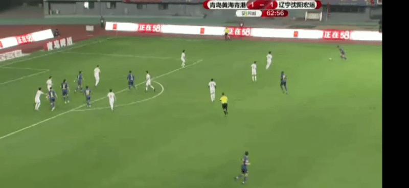 GIF中甲:青岛黄海3:1辽宁宏运，黄海队联赛积分进入升级区