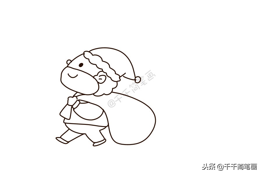 圣诞老人简笔画应该添什么,圣诞老人的礼物简笔画