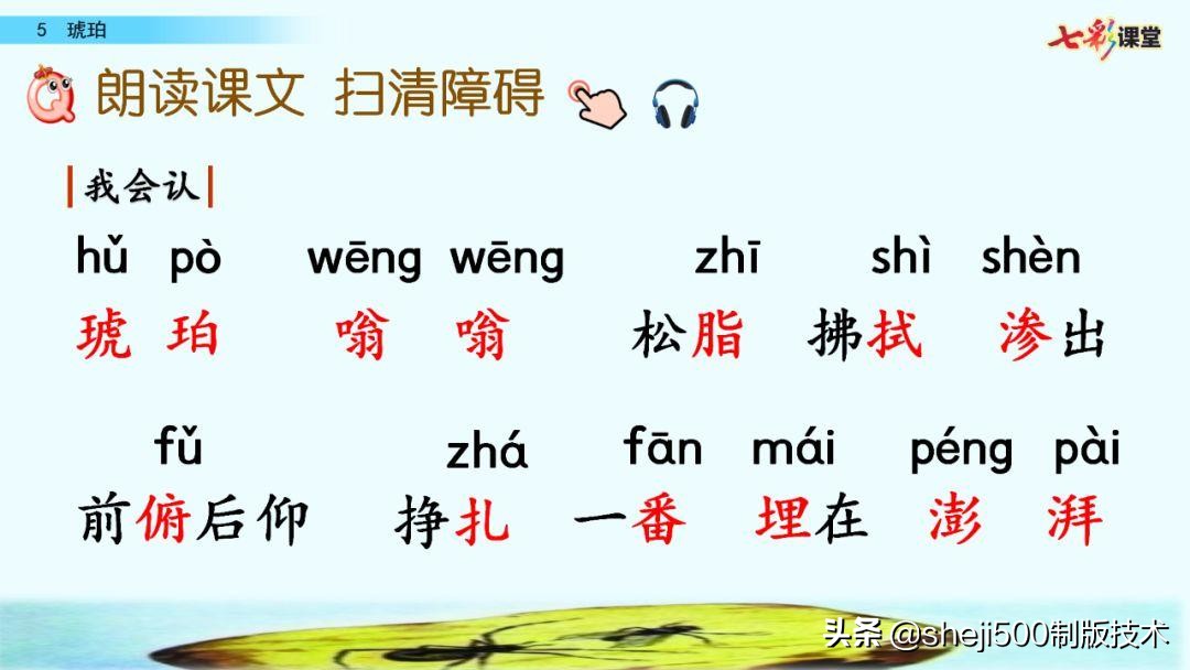 四年级语文下册第5课琥珀知识点,语文书四年级下册琥珀预习分段