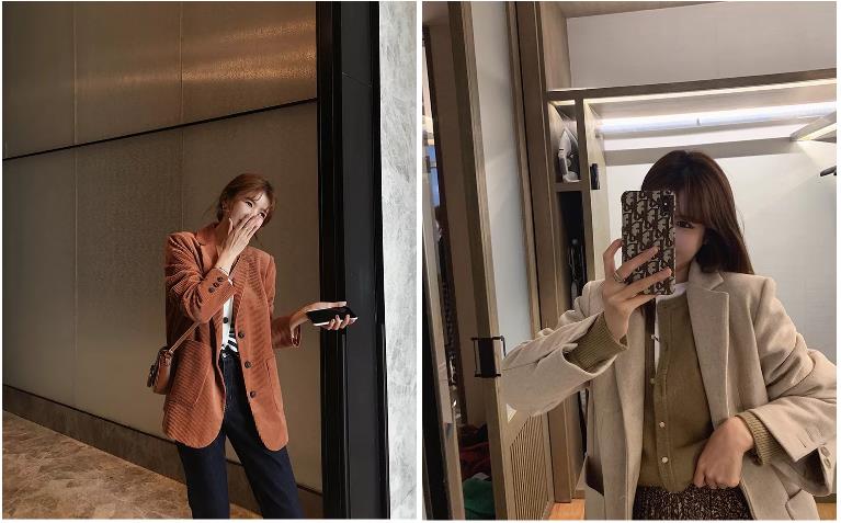 韩系欧尼风衣外套,韩国欧尼黑色大衣搭配