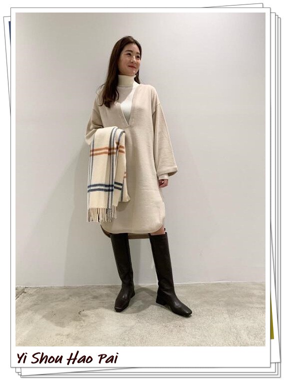 棕色长靴冬季不露腿搭配,棕色长靴怎么搭配好看冬季