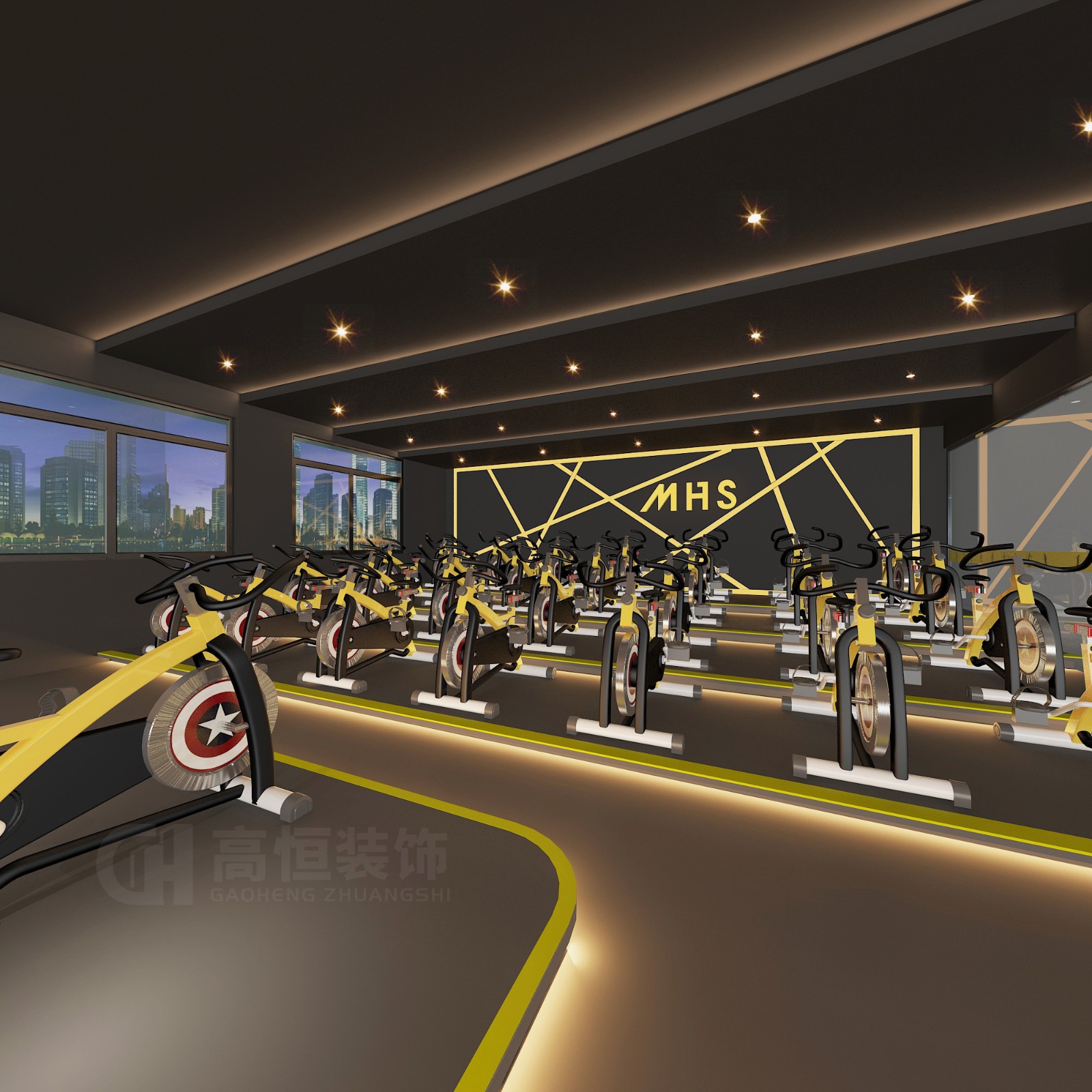 健身房设计装修效果图,健身房装修设计上海