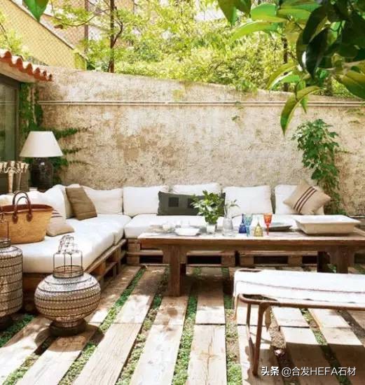 东莞庭院铺地红砂岩石材,芝麻灰石材庭院铺地效果