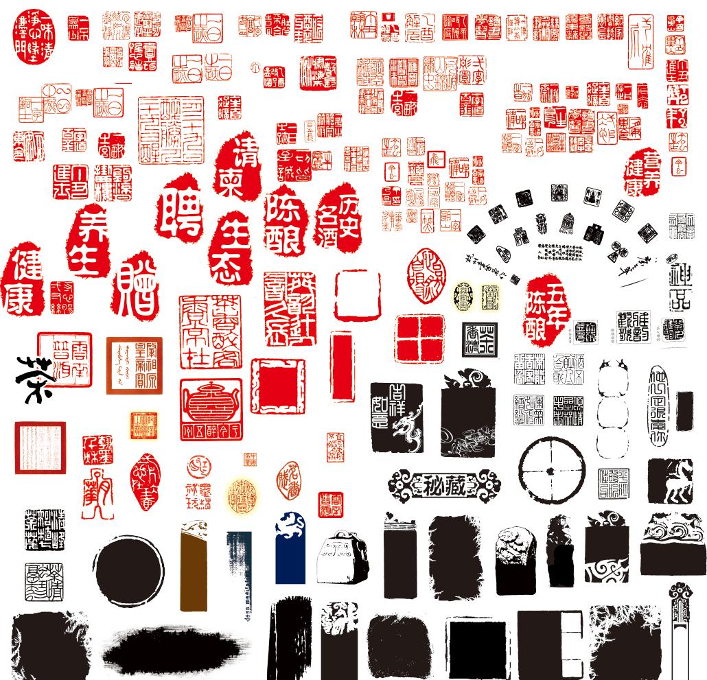 PS照片古风画意摄影后期必备素材：中国风印章大全！PSD分层格式