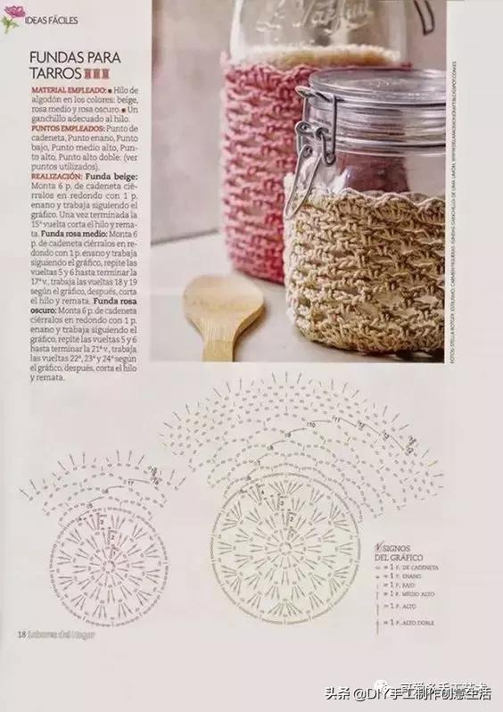 旧瓶子改花瓶套的钩法,旧玻璃瓶编织教程