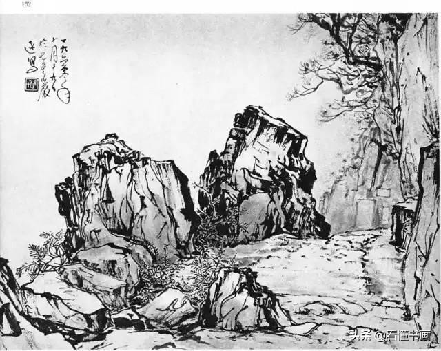 原来画山水画石头这么简单,黎雄才山水画技法