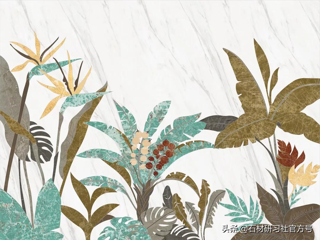 新中式水刀拼花效果,轻奢美学水刀拼花效果图