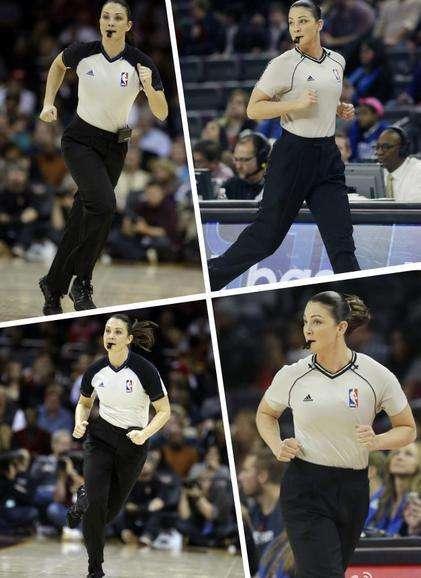 NBA最美女裁判被人咸猪手，场面一度十分尴尬，球迷们纷纷吐槽