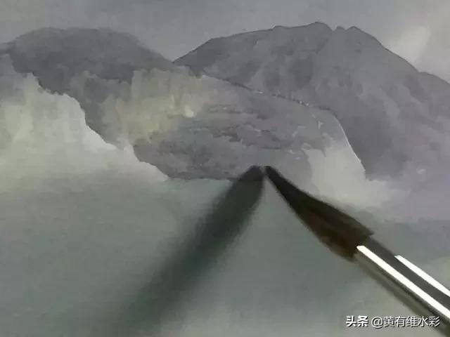 水彩画山风景入门,远山画法入门教程