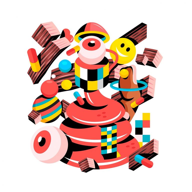 DavidOku抽象风格的字母插画设计