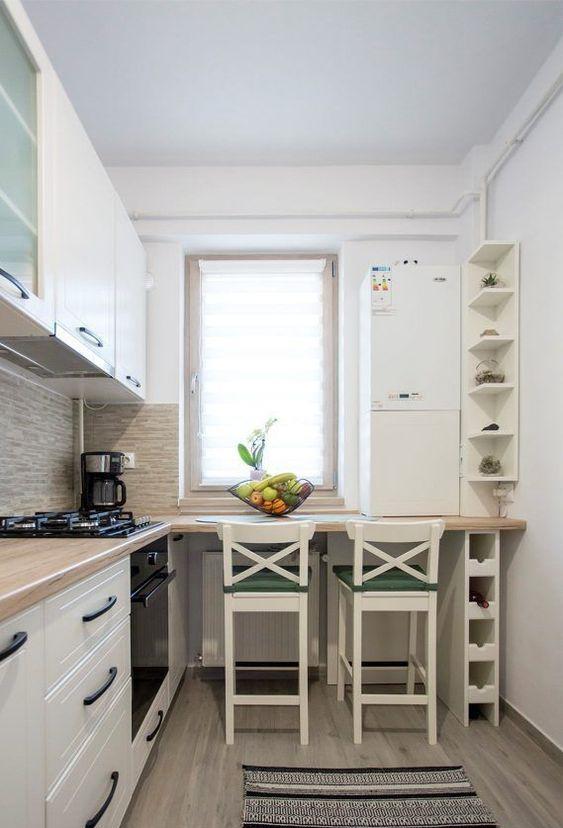 厨房灶台与餐厅一体化设计,小空间厨房设计灶台对窗