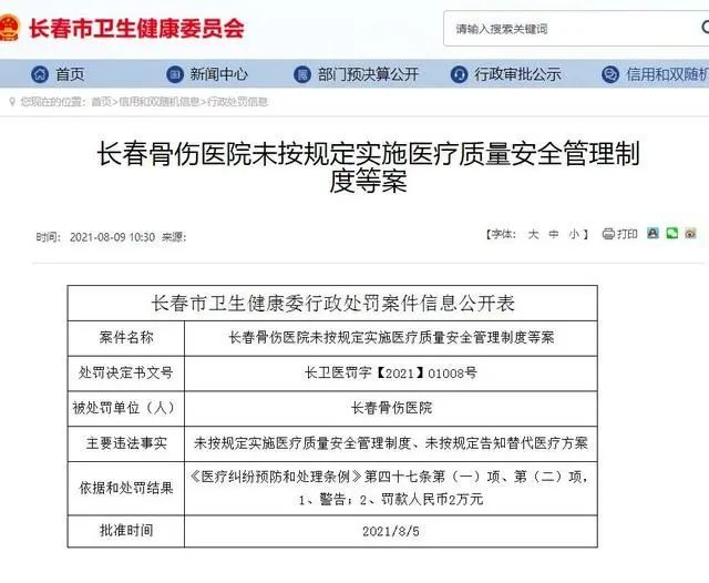 吉大一院五名医师被罚,多家三甲医院院长被查处