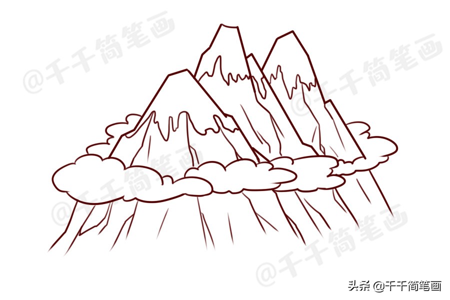山峰怎么画简单又漂亮简笔画,儿童风景简笔画步骤图解