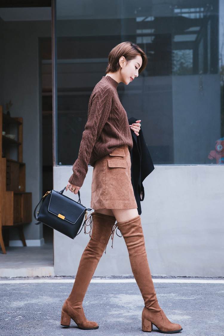 过膝长靴显瘦不掉筒推荐小个子,秋冬新款过膝长靴时尚又好看