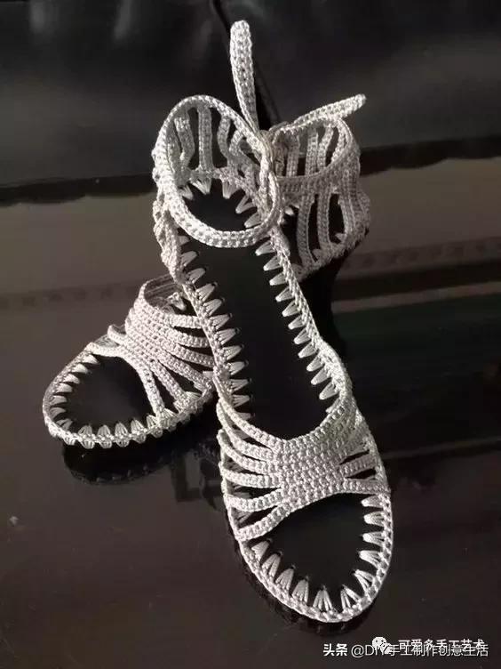 旧鞋底改造钩针鞋教程,手工钩鞋教程春夏季椰子鞋