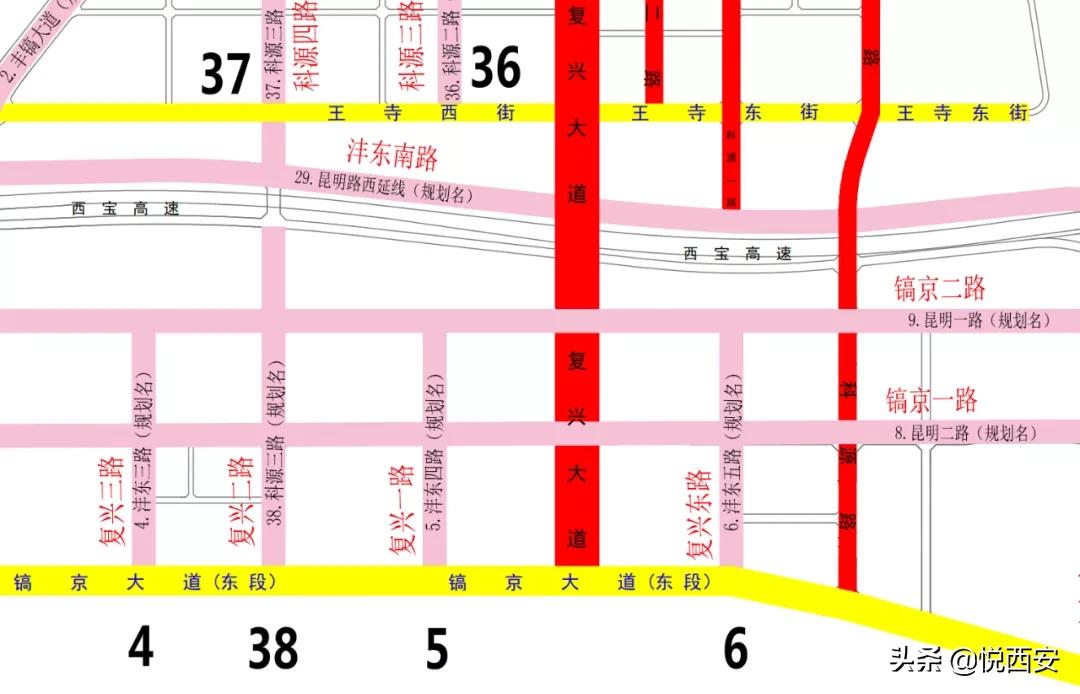 沣东新城道路规划图高清,西咸新区沣东新城镐京道路规划