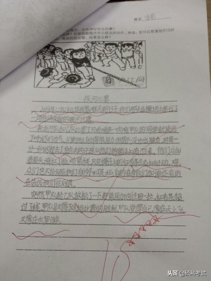 一年级看图写话公园拔河,森林运动会看图写话拔河